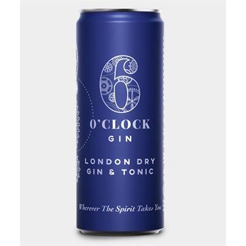 6 O 'Clock Gin Gin & Tonic 250ml Cans x 12