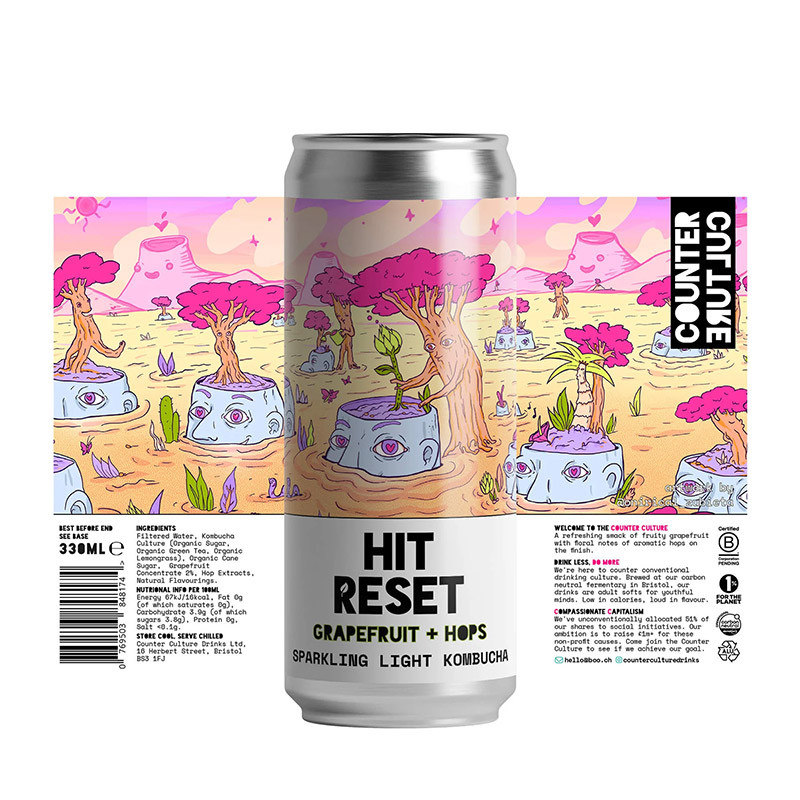 Counter Culture Hit Reset Grapefruit and Hops Kombucha Cans