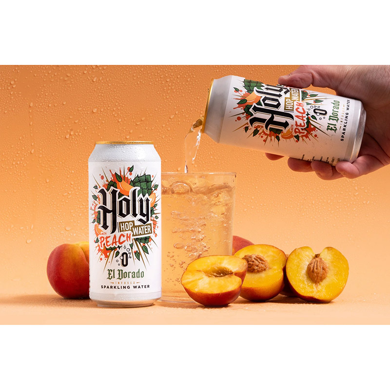 Northern Monk Holy Hop Water Peach & El Dorado Hop-Infused Sparkling Water Cans