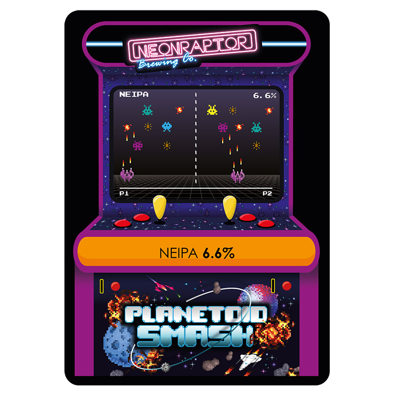 Neon Raptor Planetoid Smash Retro Arcade Trilogy NEIPA Keg