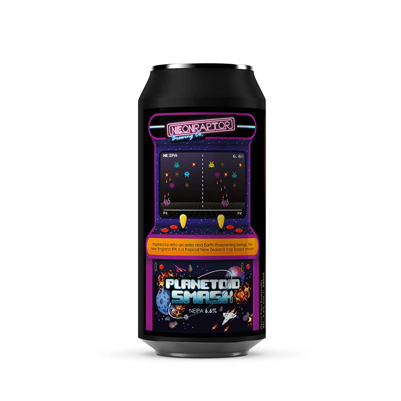 Neon Raptor Planetoid Smash Retro Arcade Trilogy NEIPA Cans
