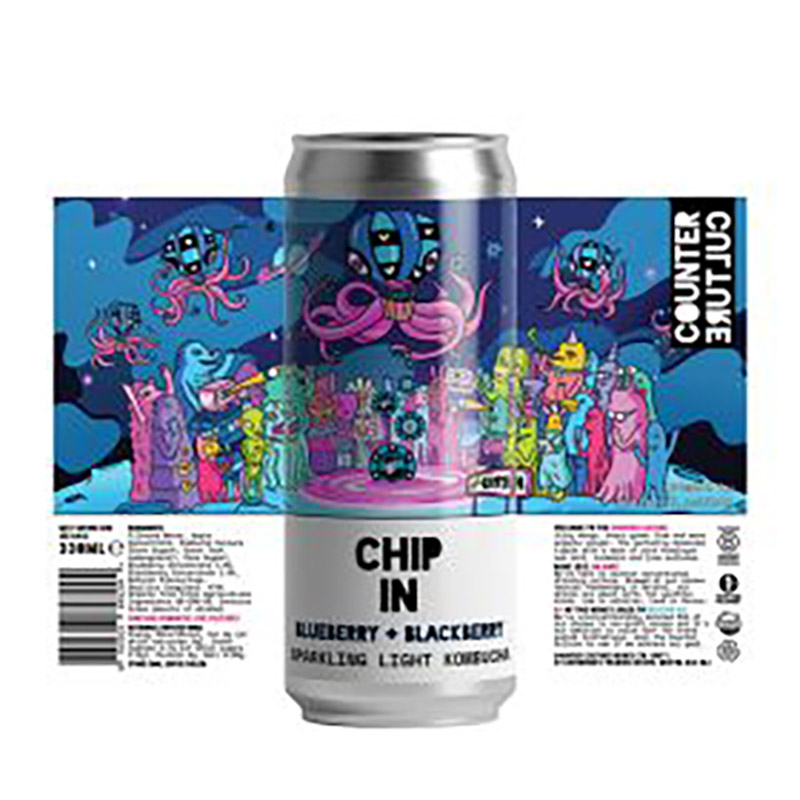 Counter Culture Chip In - Blueberry and Blackberry Sparkling Light Kombucha Cans