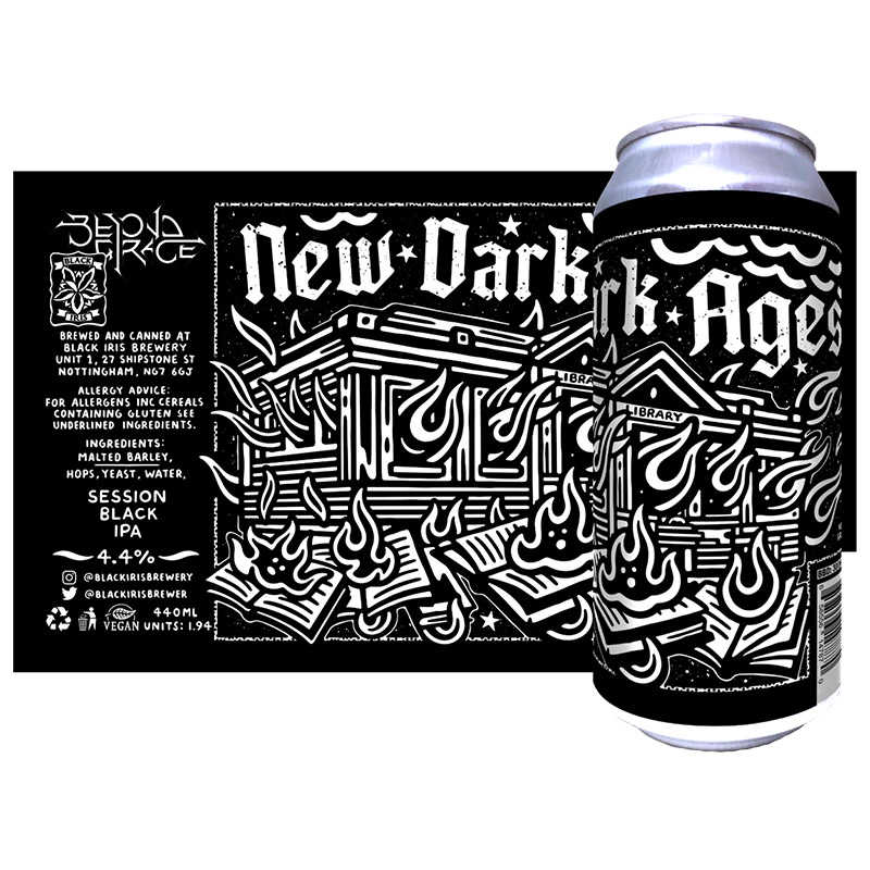 Black Iris X Beyond Grace New Dark Ages Session Black IPA Cans