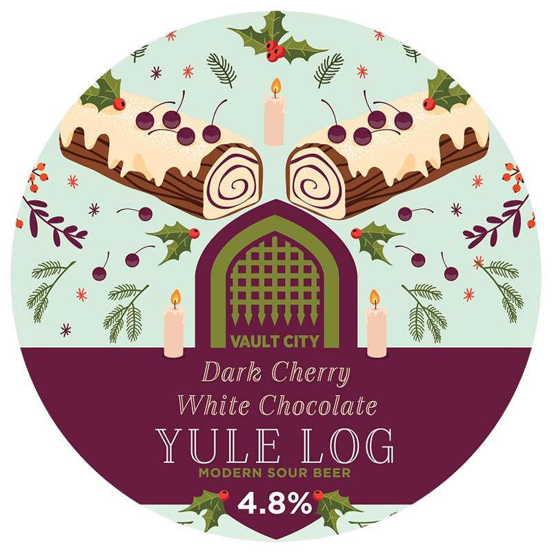 Vault City Dark Cherry White Chocolate Yule Log Keg