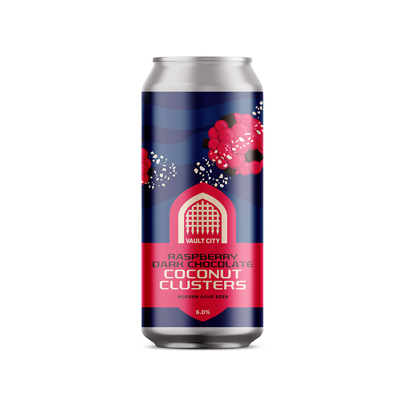 Vault City Raspberry Dark Chocolate Coconut Cluster Cans