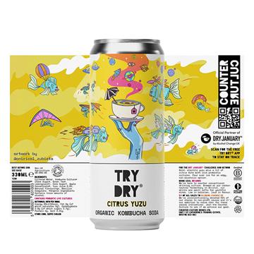 Counter Culture Try Dry Citrus Yuzu Kombucha 330ml Cans