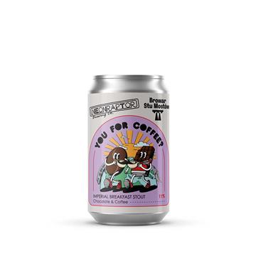 Neon Raptor You For Coffee? Impy Stout Cans Collab with Stu Mostow