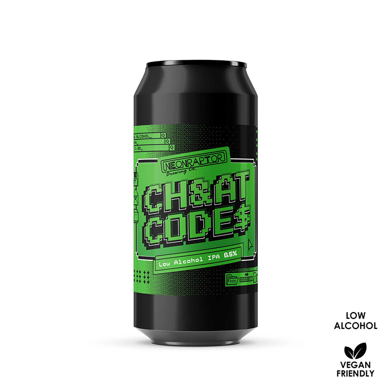 Neon Raptor Cheat Codes Low Alc IPA Cans