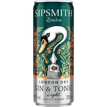 Sipsmith Light Gin and Tonic 250ml Cans